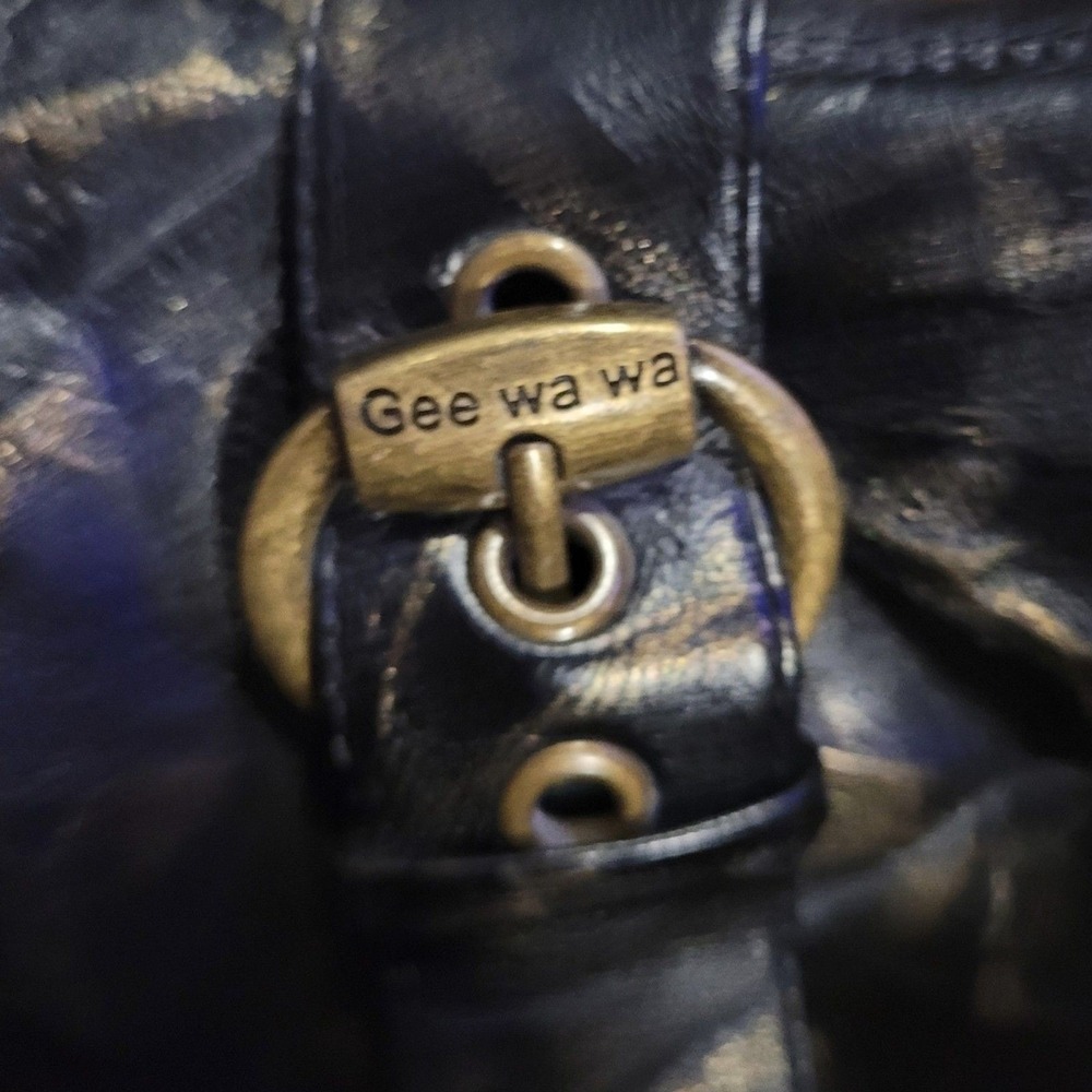 Gee WaWa Anthropologie Distressed Black & Gold Lava Ankle Boots Boho Steampunk - Picture 4 of 11